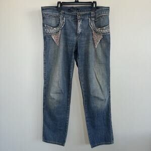 Scervino Street Woman’s Y2K Jeans Size 30 Embellished Beads Sequins XE6021 Italy